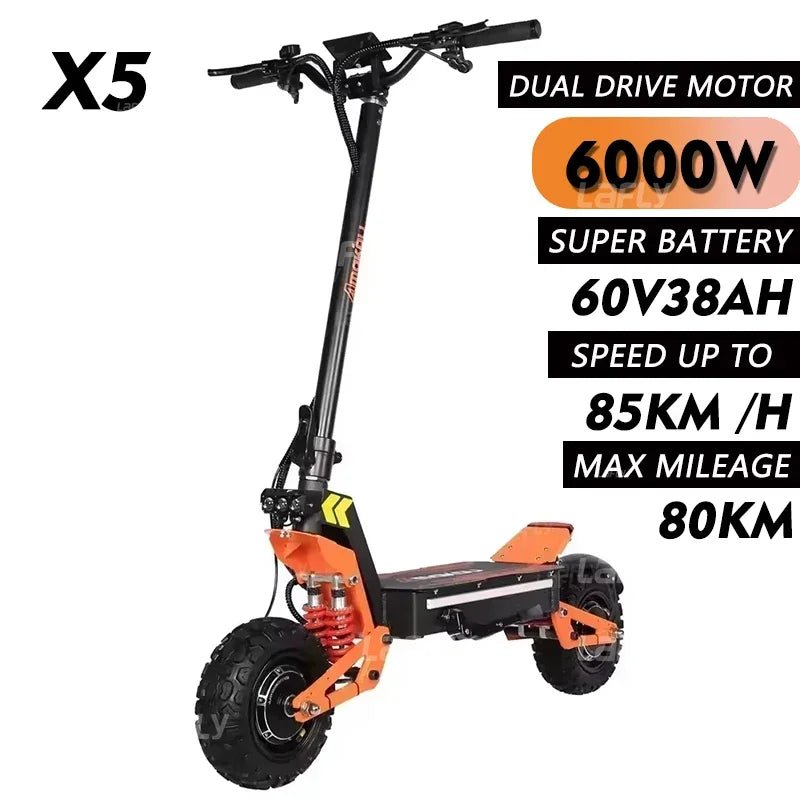 X5 Pro — Trottinette Électrique Tout-Terrain 6000W | Double Moteur | 120 km d'autonomie - HighPerfUtilities